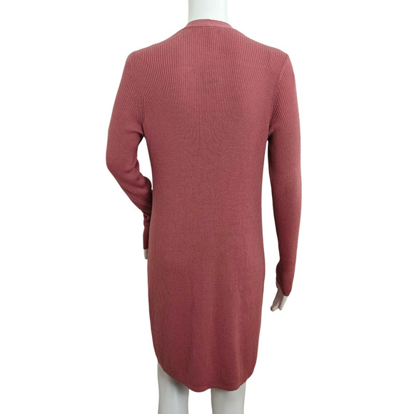 J Jill Rib Knit Open Cardigan Sweater Size XS Dusty Rose Pockets Longline NWT - Picture 5 of 9